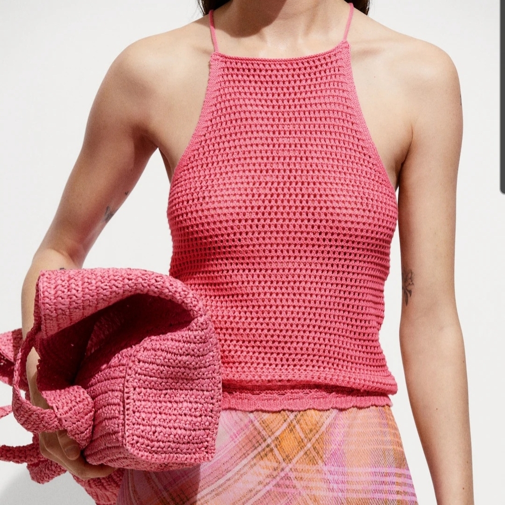 Mango Pink Crochet Tank Top